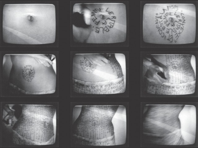 Nil Yalter's video installation "The Headless Woman or the Belly Dance ." 1974
